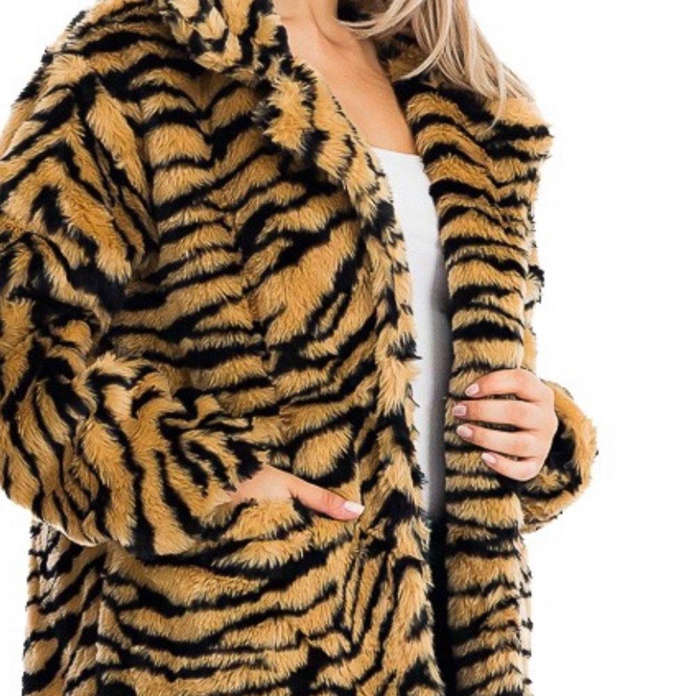 “BIG PIMPIN” Plush Tiger Print Fur Teddy Coat - Picture 9 of 16
